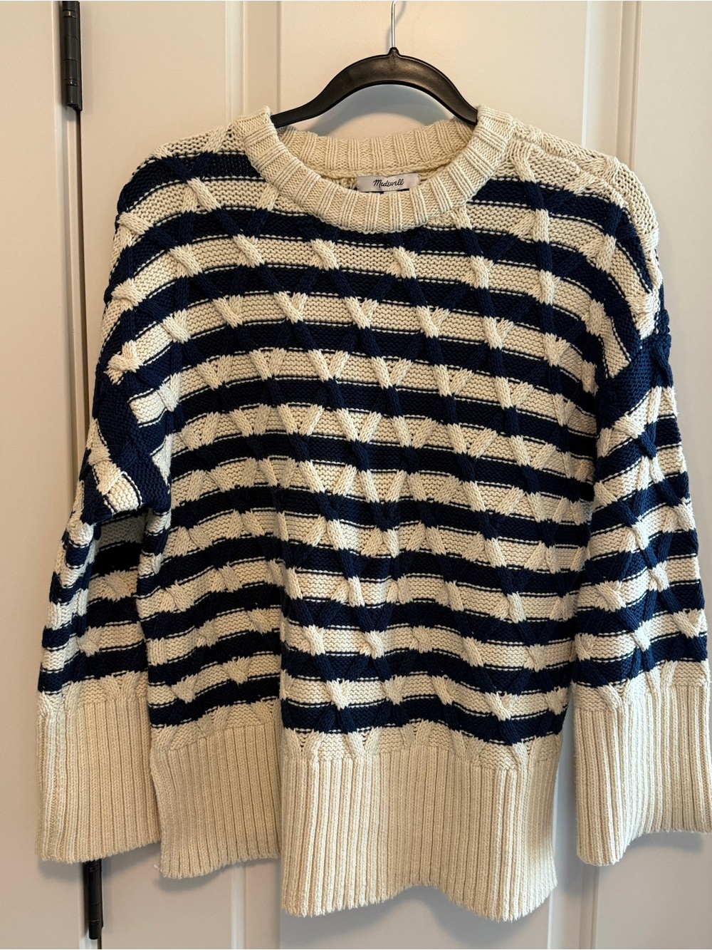 Madewell navy and cream sweater
